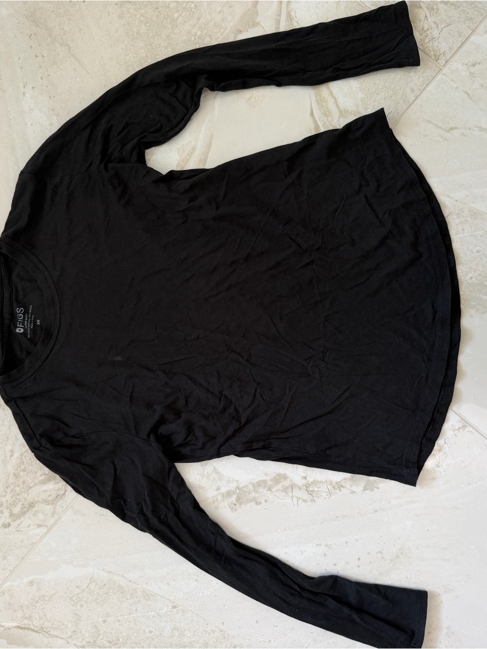 Figs Black Crew Neck Top
